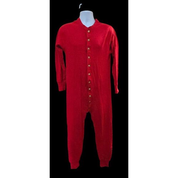 Vintage Duofold Red Union Suit With Buttons Wool/Nylon/Cotton Layers long johns - Picture 1 of 9
